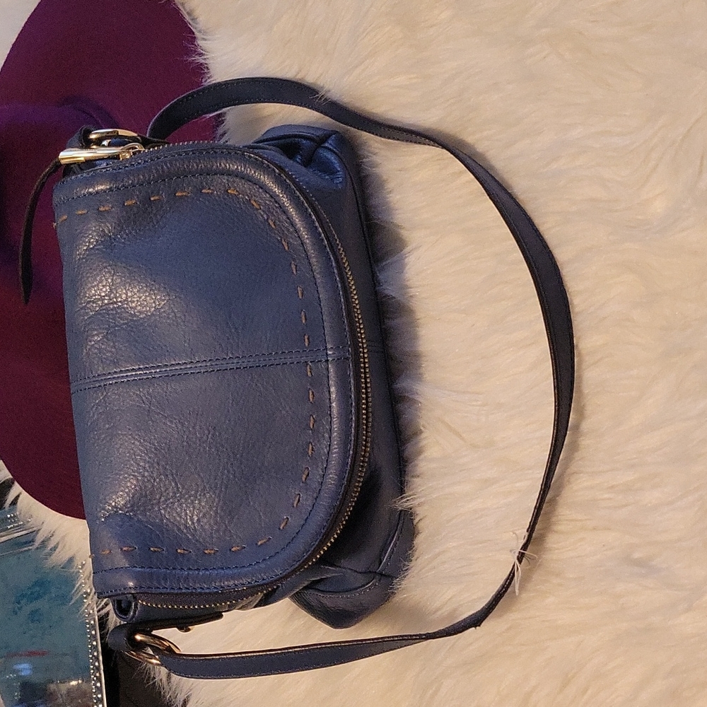 b. makowsky Blue Leather Crossbody Bag